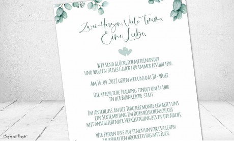 Einladungskarten Hochzeit Greenery Eukalyptus mit Foto
