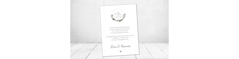 Einladungskarten Hochzeit Eukalyptuskranz Boho