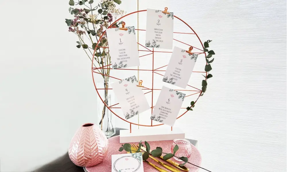 Tischkarten zur Hochzeit Eukalyptus Greenery für Tischnummern Gästenamen