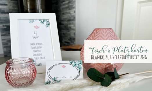 Tischkarten zur Hochzeit  Eukalyptus Greenery für Tischnummern Gästenamen