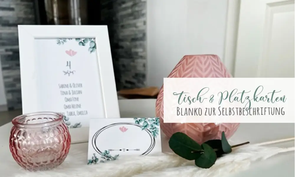 Tischkarten zur Hochzeit Eukalyptus Greenery für Tischnummern Gästenamen