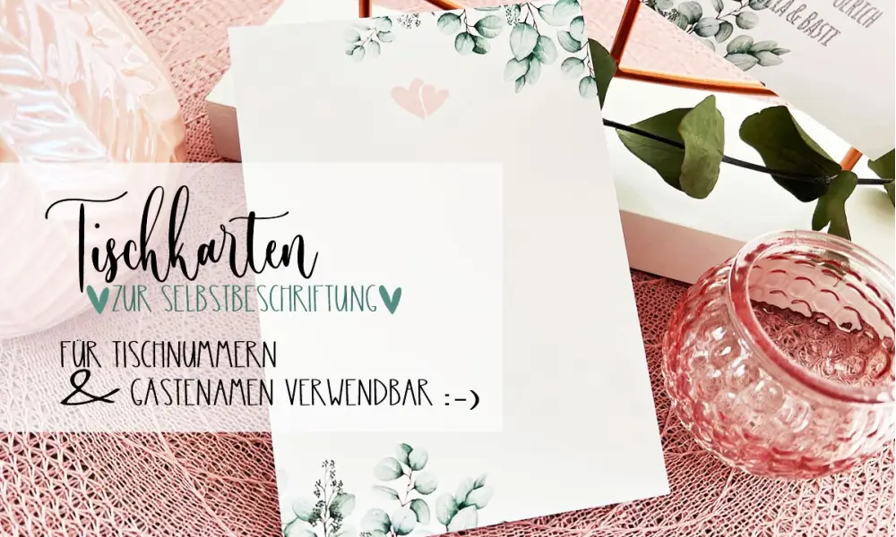 Tischkarten zur Hochzeit Eukalyptus Greenery für Tischnummern Gästenamen