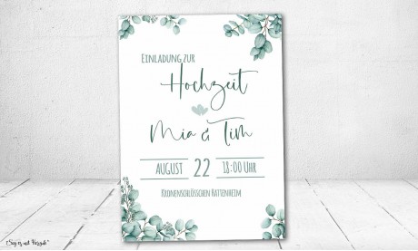 Einladungskarten Hochzeit Vintage Eukalyptus