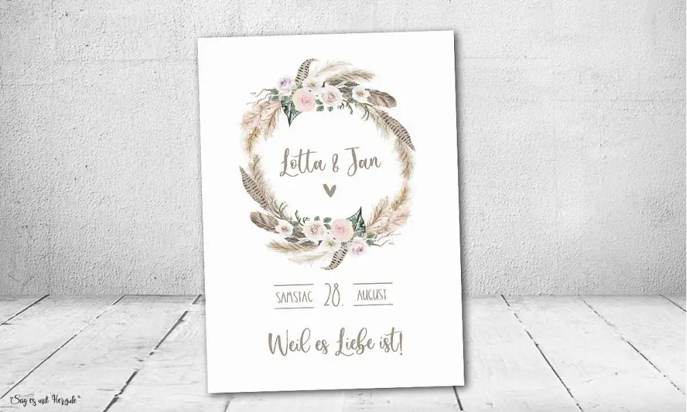 Einladungskarten Hochzeit Taufe Bohemian