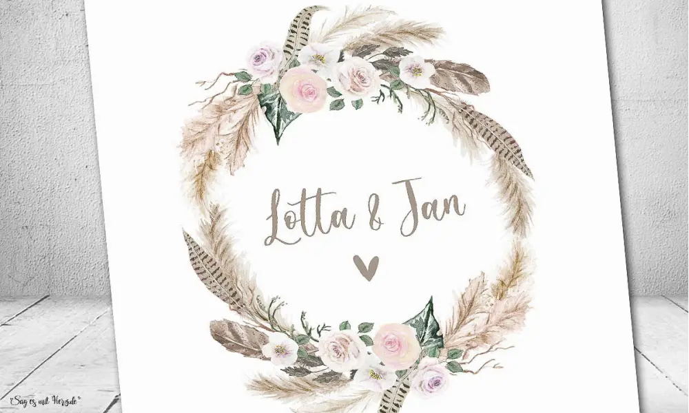 Einladungskarten Hochzeit Taufe Bohemian