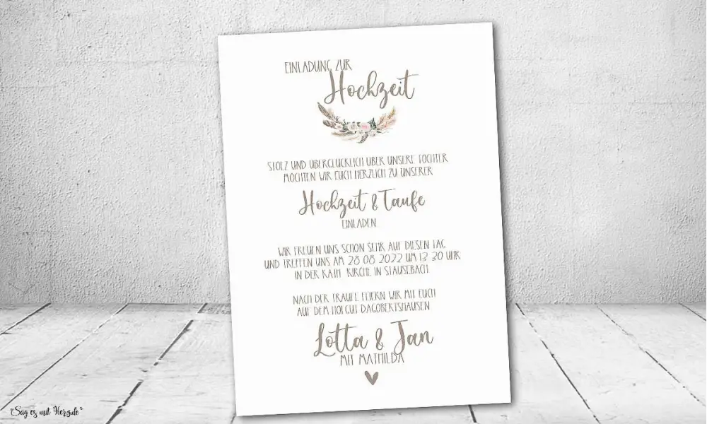 Einladungskarten Hochzeit Taufe Bohemian