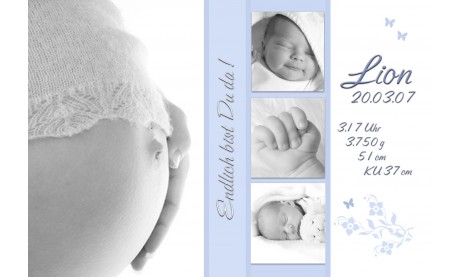 Geburtsanzeige "Lina", Karte Geburt, 10x15 cm, creme weiß