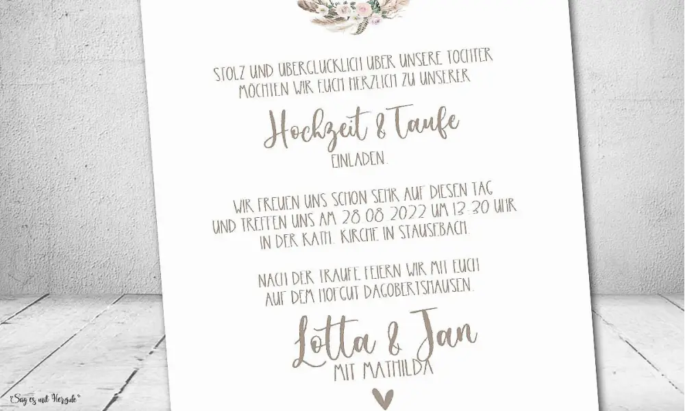 Einladungskarten Hochzeit Taufe Bohemian