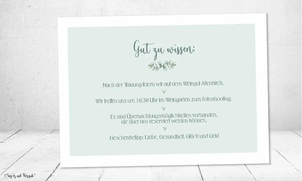 Einladungskarten Hochzeit Greenery