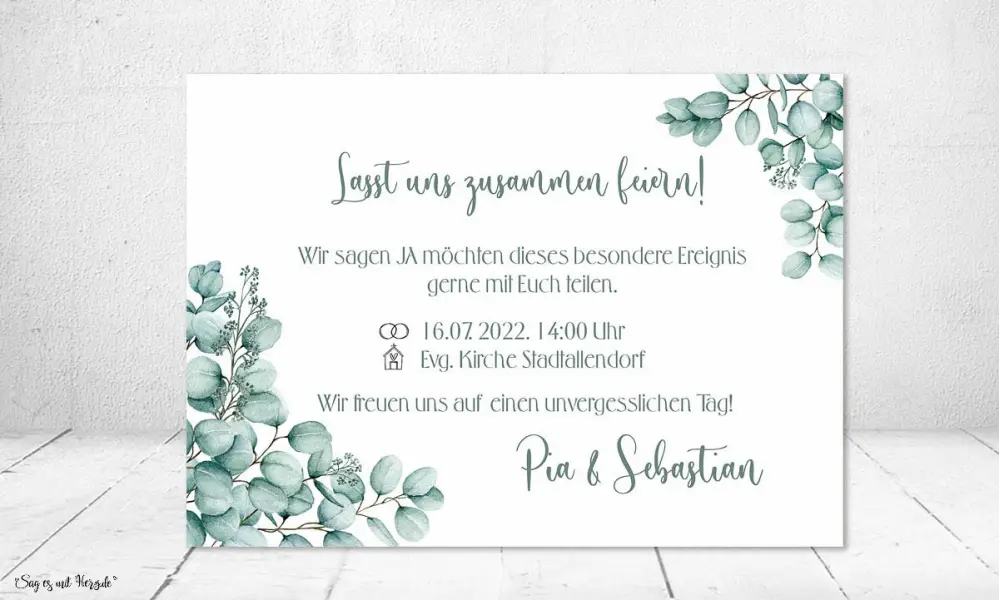 Einladungskarten Hochzeit Greenery