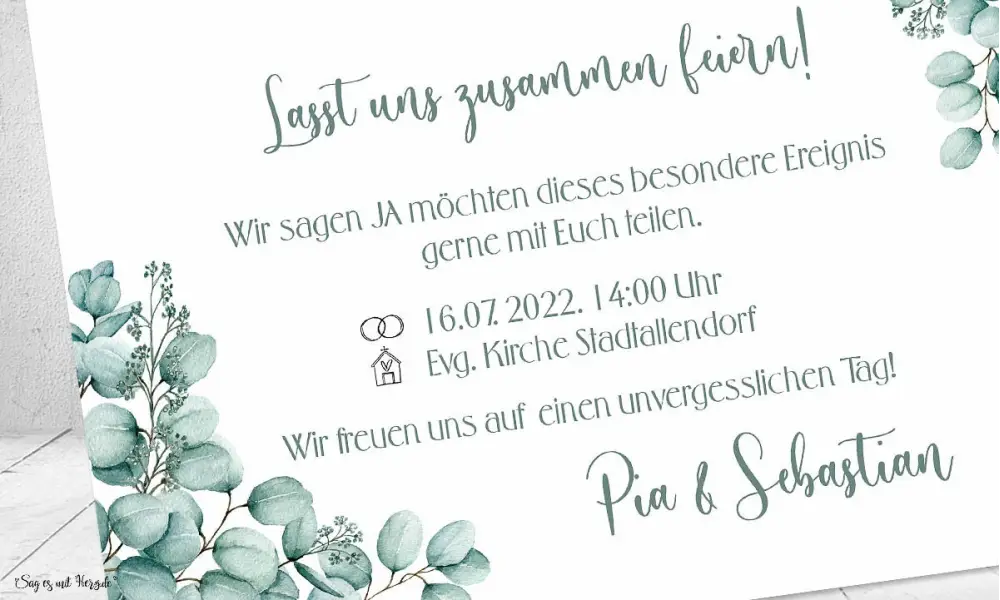 Einladungskarten Hochzeit Greenery