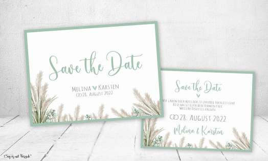 Save the Date Einladung Hochzeit Boho Pampas