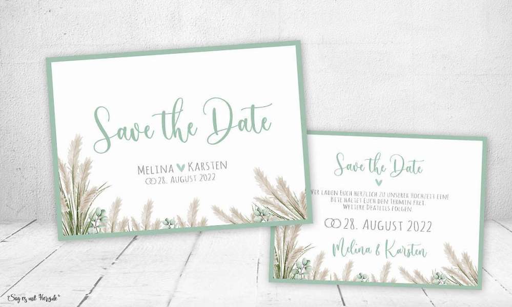 Save the Date Einladung Hochzeit Boho Pampas