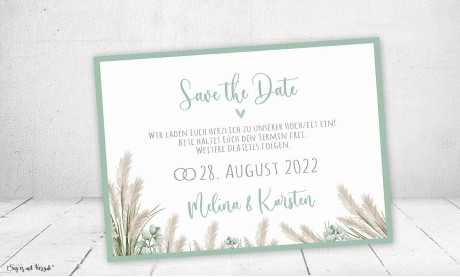 Save the Date Einladung Hochzeit Boho Pampas