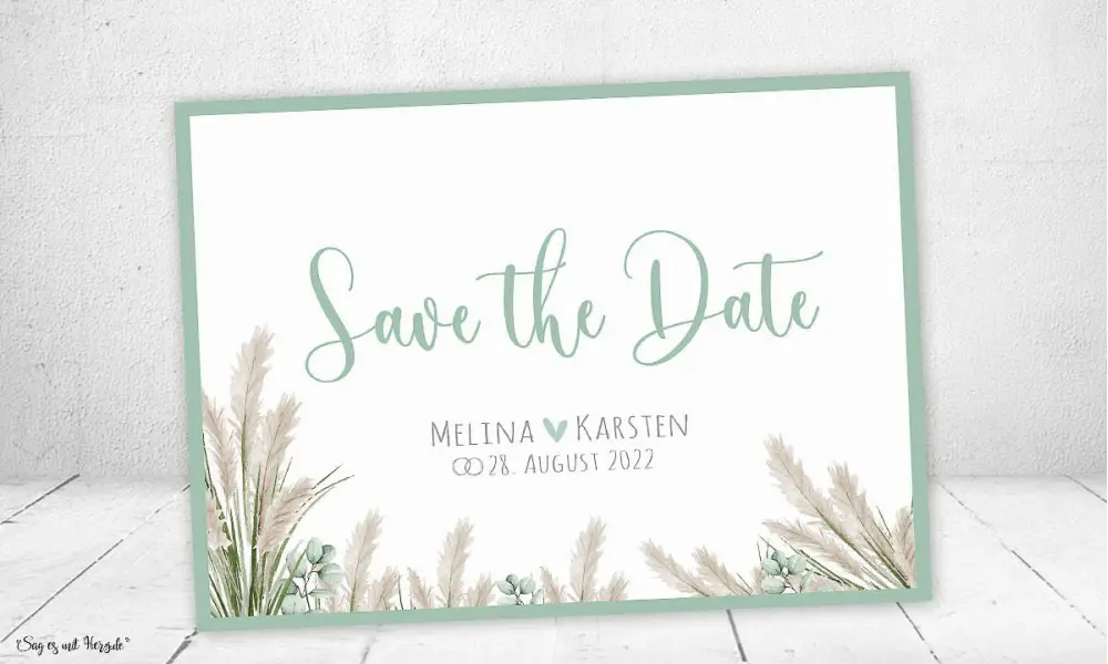 Save the Date Einladung Hochzeit Boho Pampas