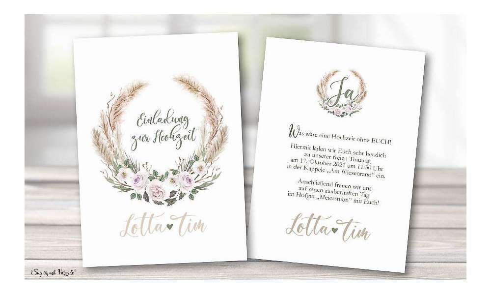 Einladungskarten Hochzeit Bohemian floral