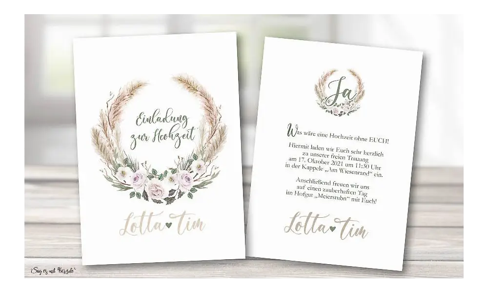 Einladungskarten Hochzeit Bohemian floral