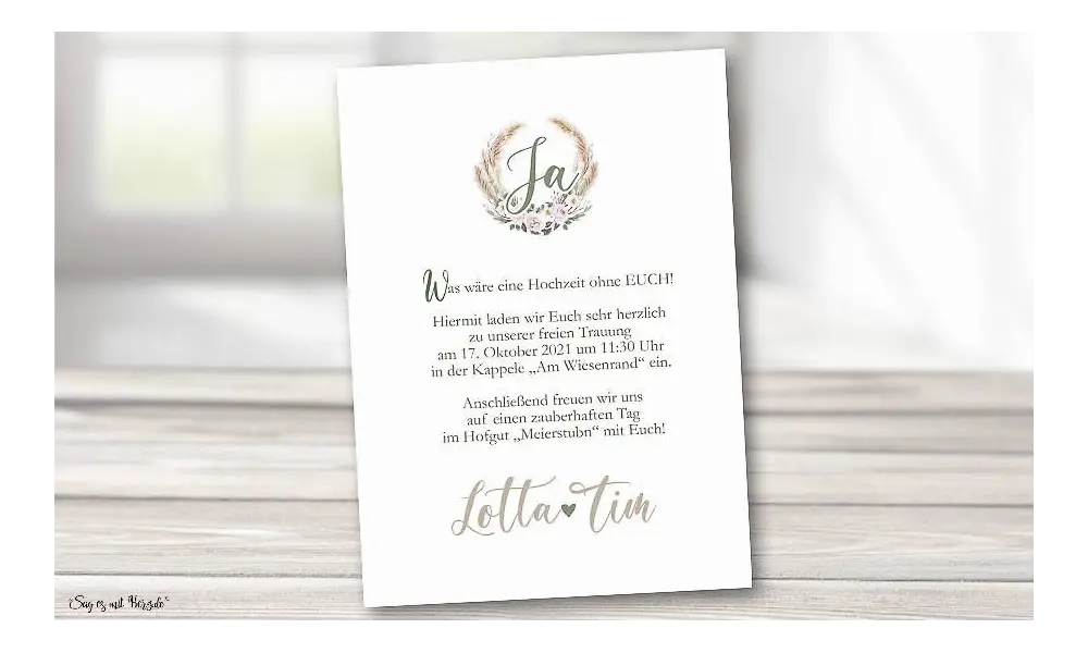 Einladungskarten Hochzeit Bohemian floral