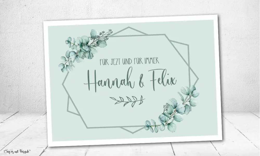Einladungskarten Boho Hochzeit grün