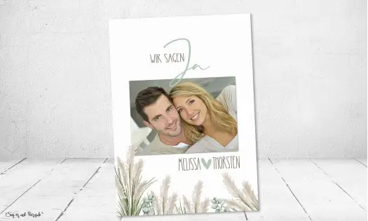 Einladungskarten Hochzeit Pampasgras mit Foto