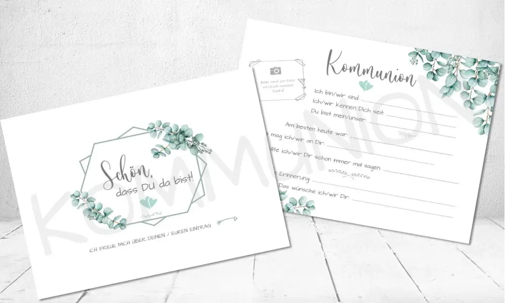 Gästebuch Karten Eukalyptus Konfirmation /Kommunion