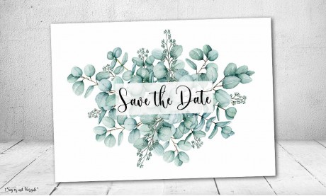 Save the Date Einladung Eukalyptus Hochzeit