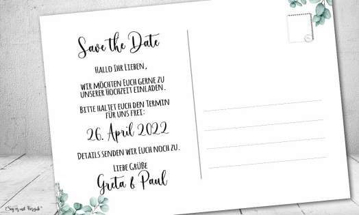 Save the Date Einladung Eukalyptus Hochzeit