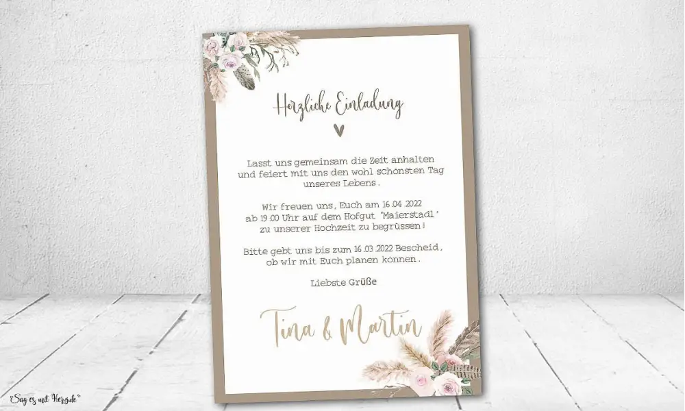 Einladungskarten Hochzeit Bohemian Summer