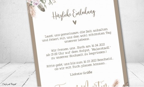 Einladungskarten Hochzeit Bohemian Summer