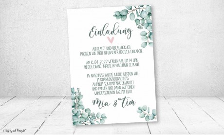 Einladungskarten Hochzeit Boho Vintage Eukalyptus