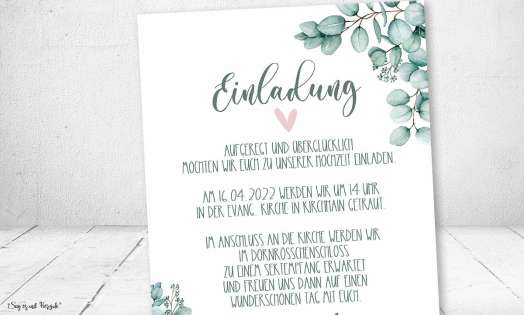 Einladungskarten Hochzeit Boho Vintage Eukalyptus