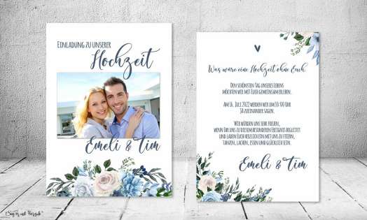 Einladungskarten Hochzeit Boho Aquarell Blumen