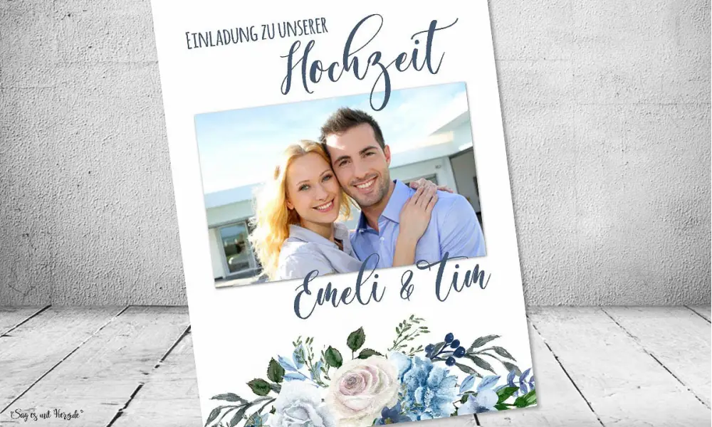 Einladungskarten Hochzeit Boho Aquarell Blumen