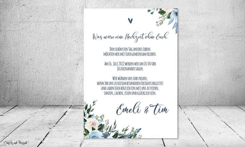 Einladungskarten Hochzeit Boho Aquarell Blumen