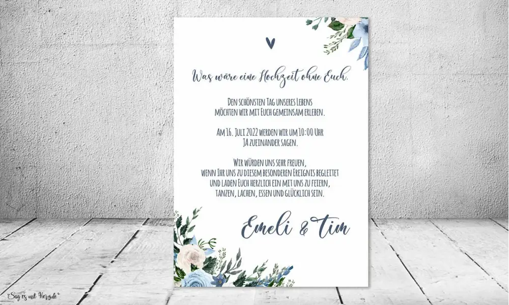 Einladungskarten Hochzeit Boho Aquarell Blumen