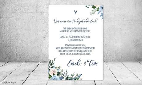 Einladungskarten Hochzeit Boho Aquarell Blumen