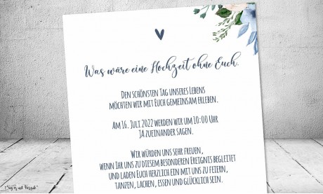 Einladungskarten Hochzeit Boho Aquarell Blumen