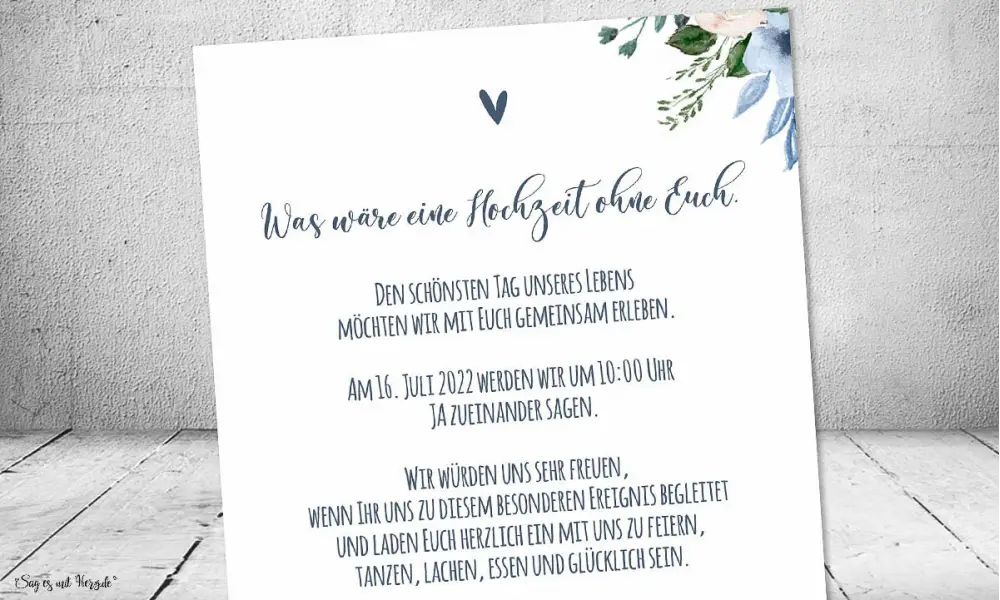Einladungskarten Hochzeit Boho Aquarell Blumen