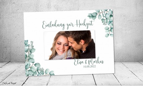 Einladungskarten Hochzeit Eukalyptus mit Foto