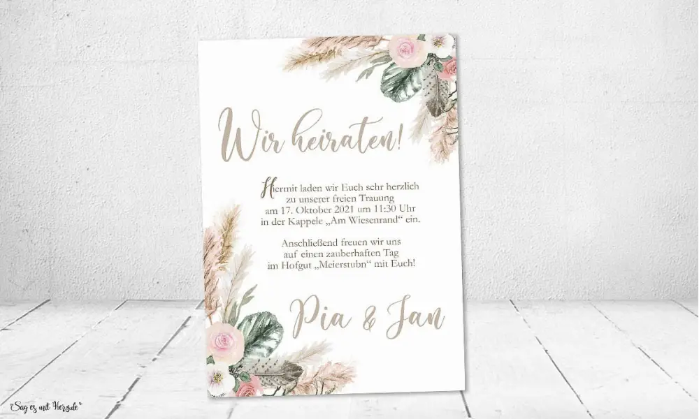 Einladungskarten Hochzeit Bohemian chic