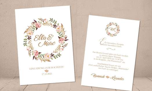 Einladungskarten Hochzeit Rustic floral Vintage