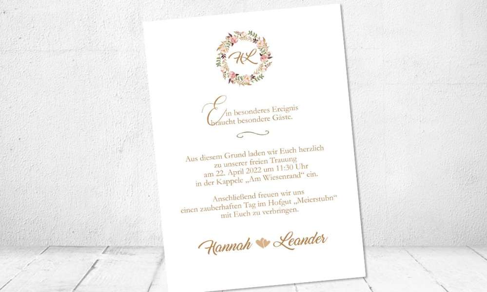 Einladungskarten Hochzeit Rustic floral Vintage