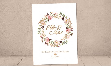 Einladungskarten Hochzeit Rustic floral Vintage