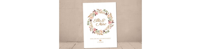Einladungskarten Hochzeit Rustic floral Vintage