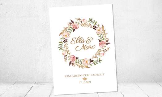 Einladungskarten Hochzeit Rustic floral Vintage