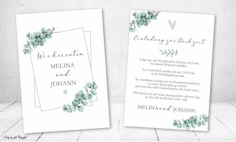 Einladung Hochzeit Vintage Eukalyptus