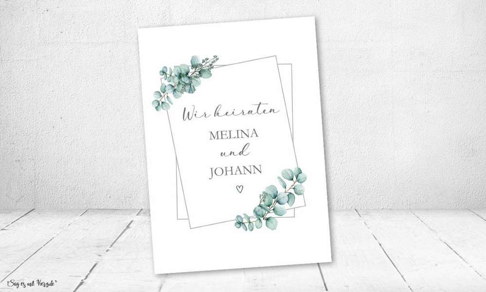 Einladung Hochzeit Vintage Eukalyptus