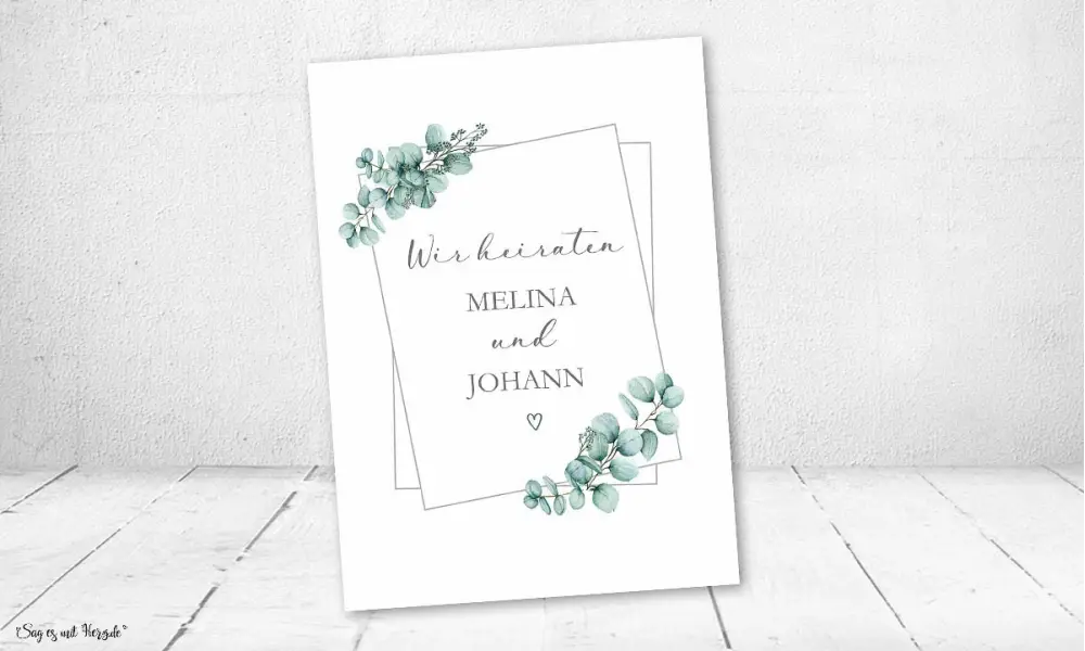 Einladung Hochzeit Vintage Eukalyptus