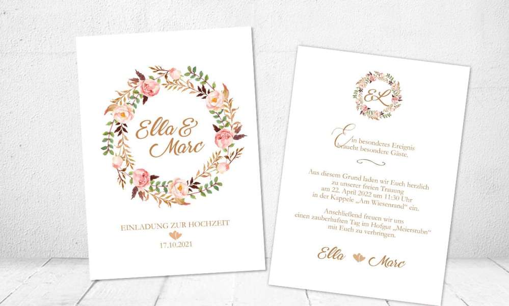 Einladungskarten Hochzeit Rustic floral Vintage Einladungskarten Hochzeit Rustic floral Vintage