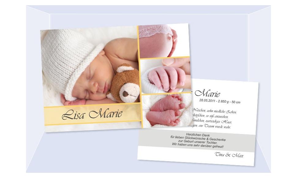 Babykarte Geburt "Mosaik" 10 x 15 cm zweiseitig